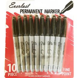 60 Wholesale 10 Piece Permanent Marker Black Color