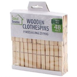 96 Units of 48 Piece Wooden Clothes Pins - Clothes Pins