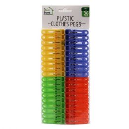 96 Units of 36 Piece Plastic Clothes Pins - Clothes Pins