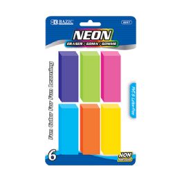 24 Wholesale Neon Bevel Eraser (6/pack)