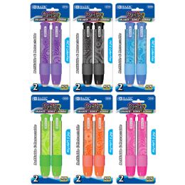 24 Wholesale Paisley Retractable Stick Erasers (2/pack)