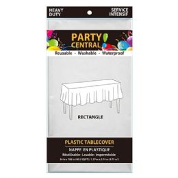 24 Pieces Rectangle White Plastic Table Cover - Table Cloth