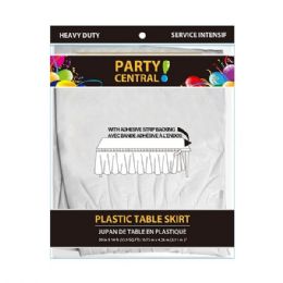 48 Wholesale Rectangle White Plastic Table Skirt