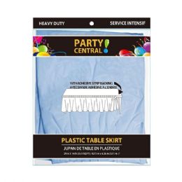 48 Wholesale Rectangle Light Blue Plastic Table Skirt