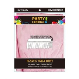 48 Pieces Rectangle Pink Plastic Table Skirt - Table Cloth