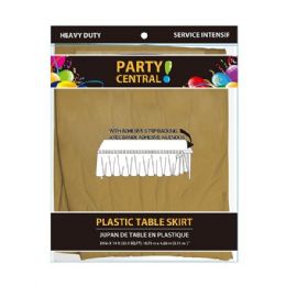 24 Wholesale Rectangle Gold Plastic Table Skirt