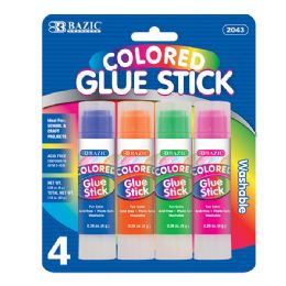 48 Units of Bazic 8g / 0.28 Oz Washable Colored Glue Stick (4/pack) - Glue