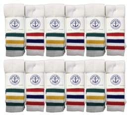 24 Pairs Yacht & Smith Athletic White Striped Tube Socks - Mens Tube Sock
