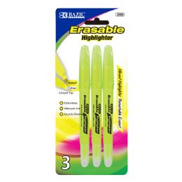 48 Units of Bazic Yellow Erasable Highlighter (3/pack) - Highlighter