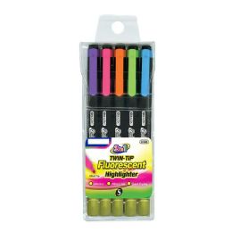 144 Wholesale Double Tip Fluorescent Highlighters 5-Pack