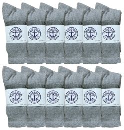 24 Wholesale Yacht & Smith Women's Cotton Crew Socks Gray Size 9-11 Bulk Pack