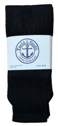 24 Wholesale Yacht & Smith Women's Cotton Tube Socks, Referee Style, Size 9-15 Solid Black 28inch