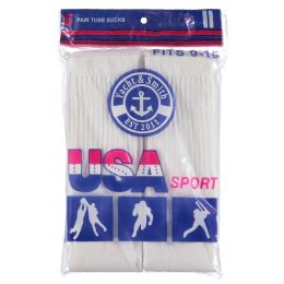 24 Pairs Yacht & Smith Cotton Tube Sock Solid White Size 9-15 - Womens Crew Sock