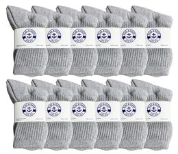 24 of Yacht & Smith Kid's Cotton Terry Cushioned Gray Crew Socks
