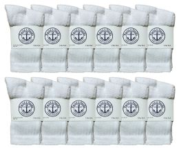 24 Wholesale Yacht & Smith Kid's Cotton White Terry Cushioned Crew Socks