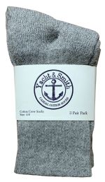 24 Wholesale Yacht & Smith Kids Cotton Crew Socks Gray Size 4-6