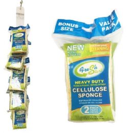 24 Pieces 2 Pack Yellow Cellulose Sponge W/ Clip Strip - Scouring Pads & Sponges