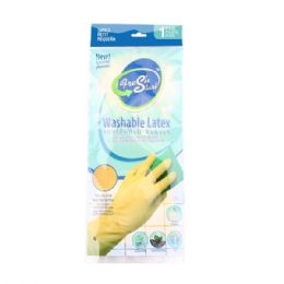 48 Pairs Small Washable Latex House Hold Glove ( Yellow ) - Kitchen Gloves