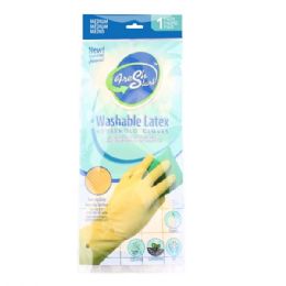 48 Pairs Medium Washable Latex House Hold Glove ( Yellow ) - Kitchen Gloves
