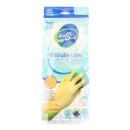 48 Pairs Large Washable Latex House Hold Glove ( Yellow ) - Kitchen Gloves