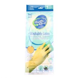 48 Wholesale X-Large Washable Latex House Hold Glove ( Yellow )