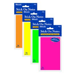 24 Wholesale 70 Ct. 3" X 5" Neon Stick On Notes