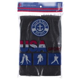 Yacht & Smith Men's Cotton Terry Cushioned Athletic Black Tube Socks Size 10-13