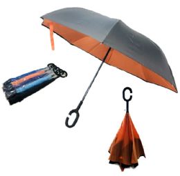6 Wholesale Windproof Reverse Folding Umbrella [assorted]