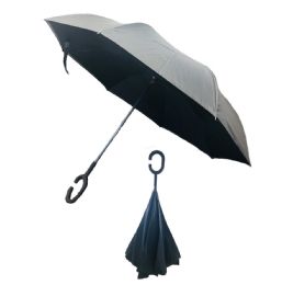 6 Wholesale Windproof Reverse Folding Umbrella [black]
