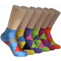 480 Wholesale Women's Argyle Low Cut Ankle Socks