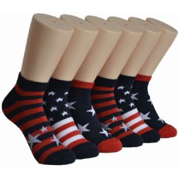 480 Wholesale Women's Stars And Stripes Low Cut Ankle Socks