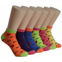 480 Pairs Women's Hearts Low Cut Ankle Socks - Womens Ankle Sock