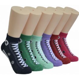 480 Pairs Women's Sneaker Print Low Cut Ankle Socks - Womens Ankle Sock