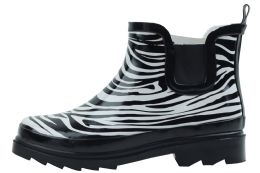 12 Pairs Ladies Zebra Printed Rubber Rain Boots - Women's Boots