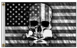 24 Wholesale American Flag With Skull Black And White
