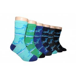 480 Wholesale Boys Shark Print Crew Socks