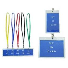 48 Wholesale Id Holder Necklace Ast Colors