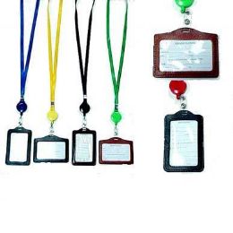48 Wholesale Badge Holder Necklace W/retractable Cord