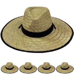 24 Wholesale Wide Brim Bamboo Straw Lightweight Man Sun Hat