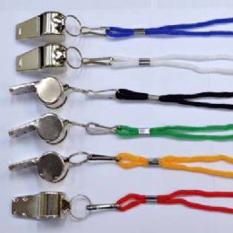 48 Bulk Metal Whistle Necklace