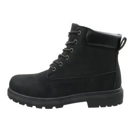 12 Units of Mens Lace Up Work Boot In Black - Men's Work Boots