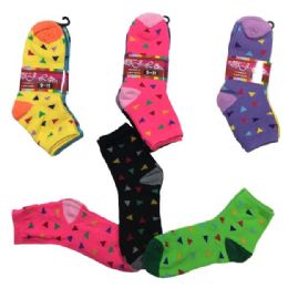 96 Wholesale Ladies Teens Quarter Socks Confetti