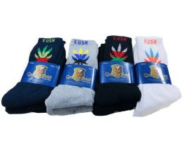 36 Wholesale Mens Crew Socks Colorful Kush