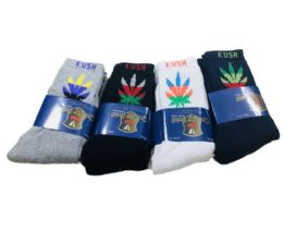 36 Wholesale Mens Crew Socks Colorful Kush