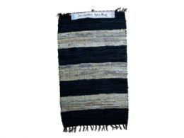 12 Pieces Wide Stripe Leather Chindi Rug - Mats