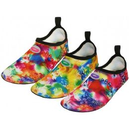 36 Pairs Women's Wave Super Soft Elastic Nylon Upper Fantasy Printed Yoga Sock Water Shoe - Women's Aqua Socks