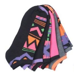 60 of Women's Ankle Socks In Size 9-11 Colorful Tribal Print