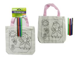 96 Wholesale Coloring Canvas Goody Bag