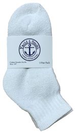 24 Wholesale Yacht & Smith Kids Cotton Quarter Ankle Socks In White Size 4-6 Bulk Pack