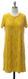 12 Wholesale Short Sleeve Brushed Shift Dress Yellow
